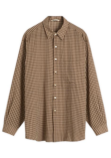 camicia airy light uomo marrone AURALEE | A26SS01GCBROWN GINGHAM CHECK